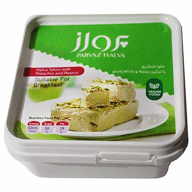 حلواشکری با تزئین پسته و بادام زمینی پرواز - 250 گرم Parvaz  Halva Tahini whit Pistachio and peanut 250gr